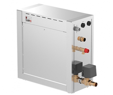 DAMPFGENERATOR STN 3 - 1 Phasenanschluss  Die neuesten Dampfgeneratoren – äußerst kraftvolle und zuverlässige Dampfeinheiten mit Anschluss für Dimmer, Lüftung und Aromapumpe.  Innovative Technik:   Verdampferleistung 4,5 - 7,5 kW  Dampfgeneratoren mit dig