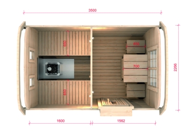 SAUNABUS 3,5 m Pro-Line - Pinienholz oder Thermoholz