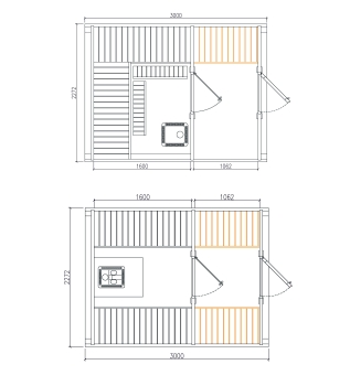 SAUNABUS 3,0 m Pro-Line - Pinienholz oder Thermoholz