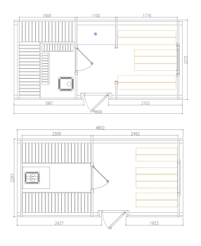 SAUNABUS 4,8 m Pro-Line - Pinienholz oder Thermoholz