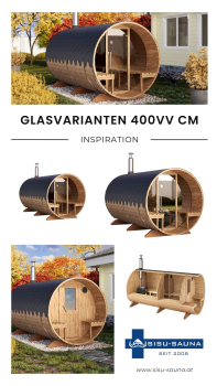 SAUNAFASS DISCOUNT 400 - 4 m - mit Vorraum und Veranda nordische Fichte oder Thermoholz