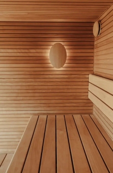 HUUM - Luxuriöse LED-Saunalampe mit Abdeckung - Naturholz