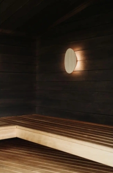 HUUM - Luxuriöse LED-Saunalampe mit Abdeckung - Naturholz