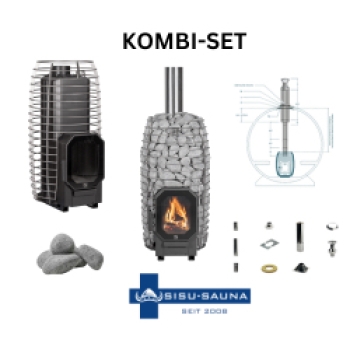 Holz beheizter Saunaofen HIVE FLOW Mini von HUUM - SAUNAFASS-Set