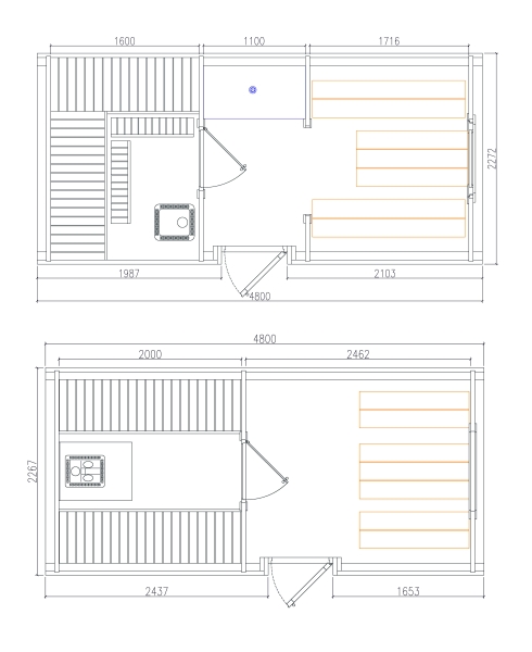 SAUNABUS 4,8 m Pro-Line - Pinienholz oder Thermoholz