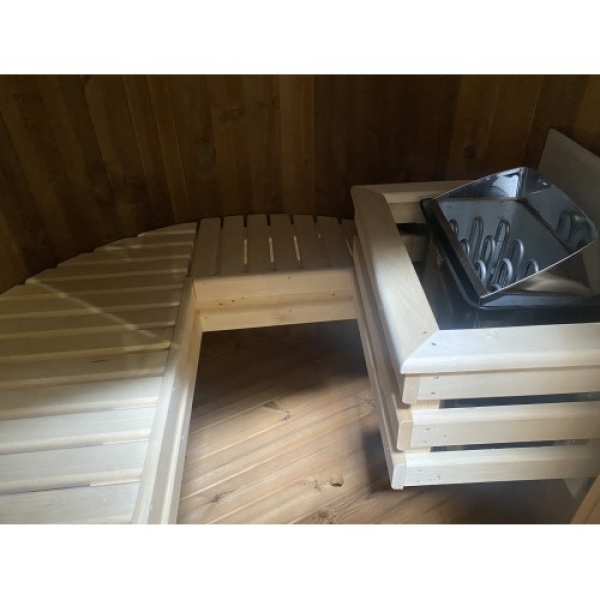 Vertikalsauna aus Thermoholz ø 148 cm / Höhe: 220 cm