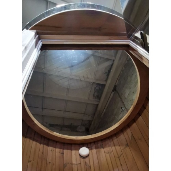 Vertikalsauna aus Thermoholz ø 148 cm / Höhe: 220 cm