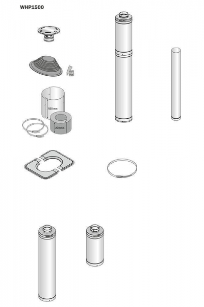 Stahlschornstein/kamin 1500 mit Zubehörsatz  WHP1500 - Kopie