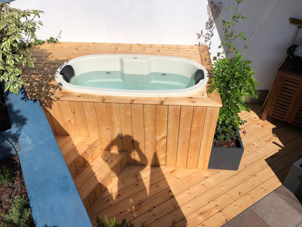 Badezuber für 2 Pers. 1,85×0.95m mit GFK Einsatz